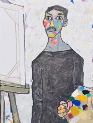 Stand in front of easel